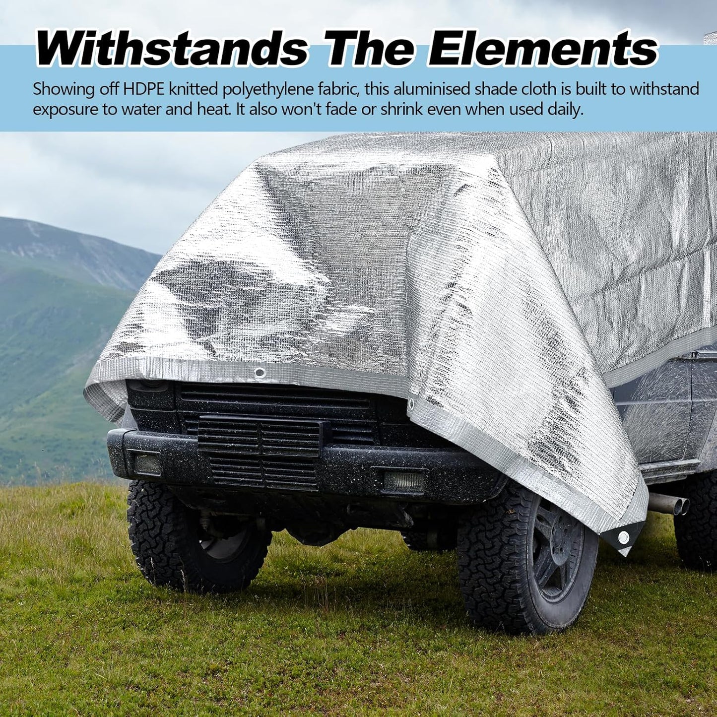 99% Aluminet Shade Cloth Reflective Tarp 6.5 x 10 ft Aluminium Cloth Porch Privacy Screen with Grommets for Car Garden Pergola Patio Sun Shade Kennel Cover Durable Mesh Canopy Cover Easy Setup