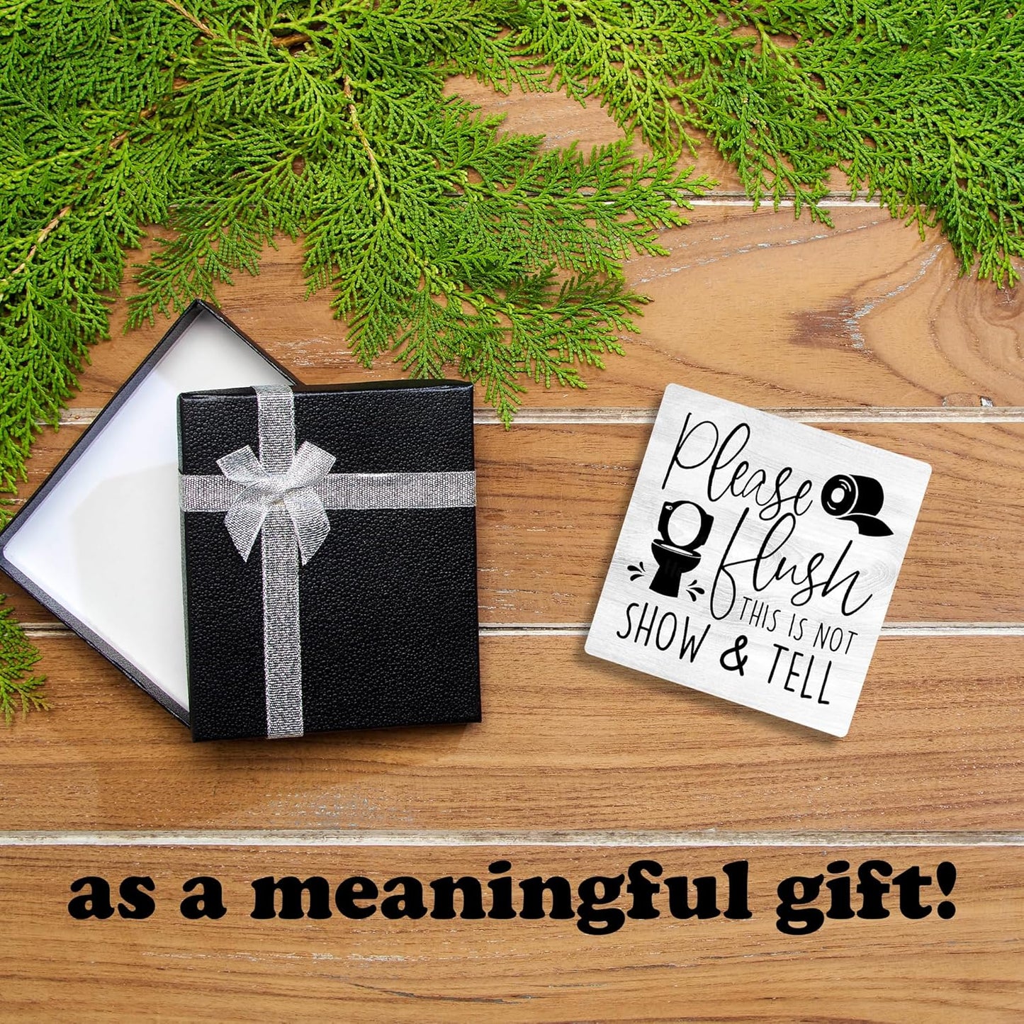 5" Wooden Plaque, Please Flush This Is Not Show & Tell, Toilet Decor With Metal Support, Shelf Decoration, Rustic Farmhouse Home Guest Room Bathroom Accessories -B12