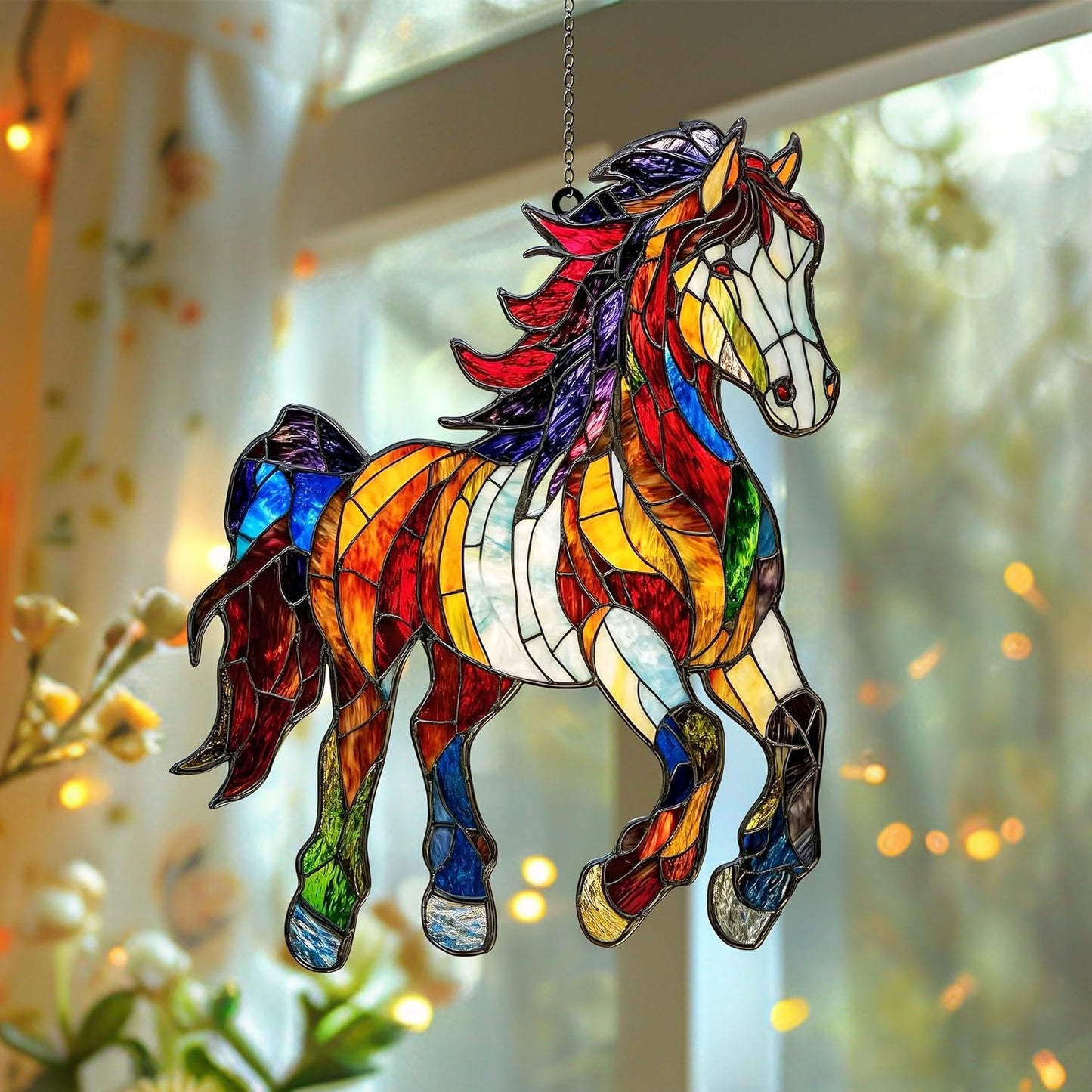 Horse Lover Acrylic Suncatcher Ornament Window Hanging Equestrian Light Catcher Home Decor Gift