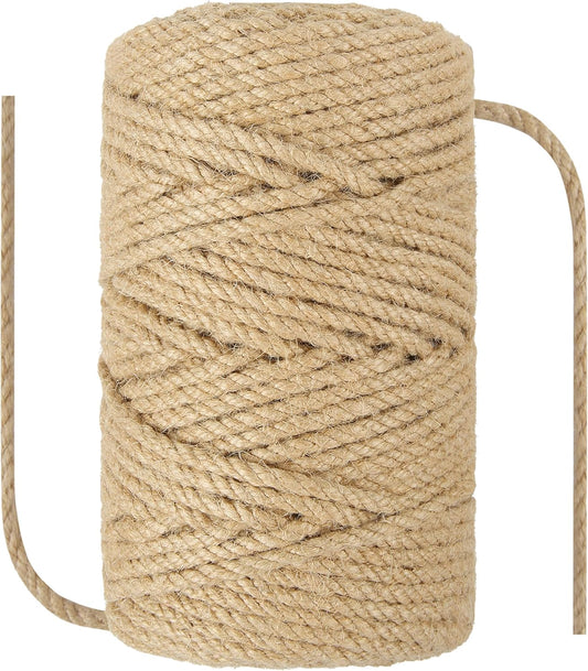 1/4 in (6 mm) X 328 Ft (100 Meters) Natural Sisal Hemp Rope Heavy Duty Thick Twine for Cat Scratcher Post Tree, Garden, Binding, Crafts Packing Material
