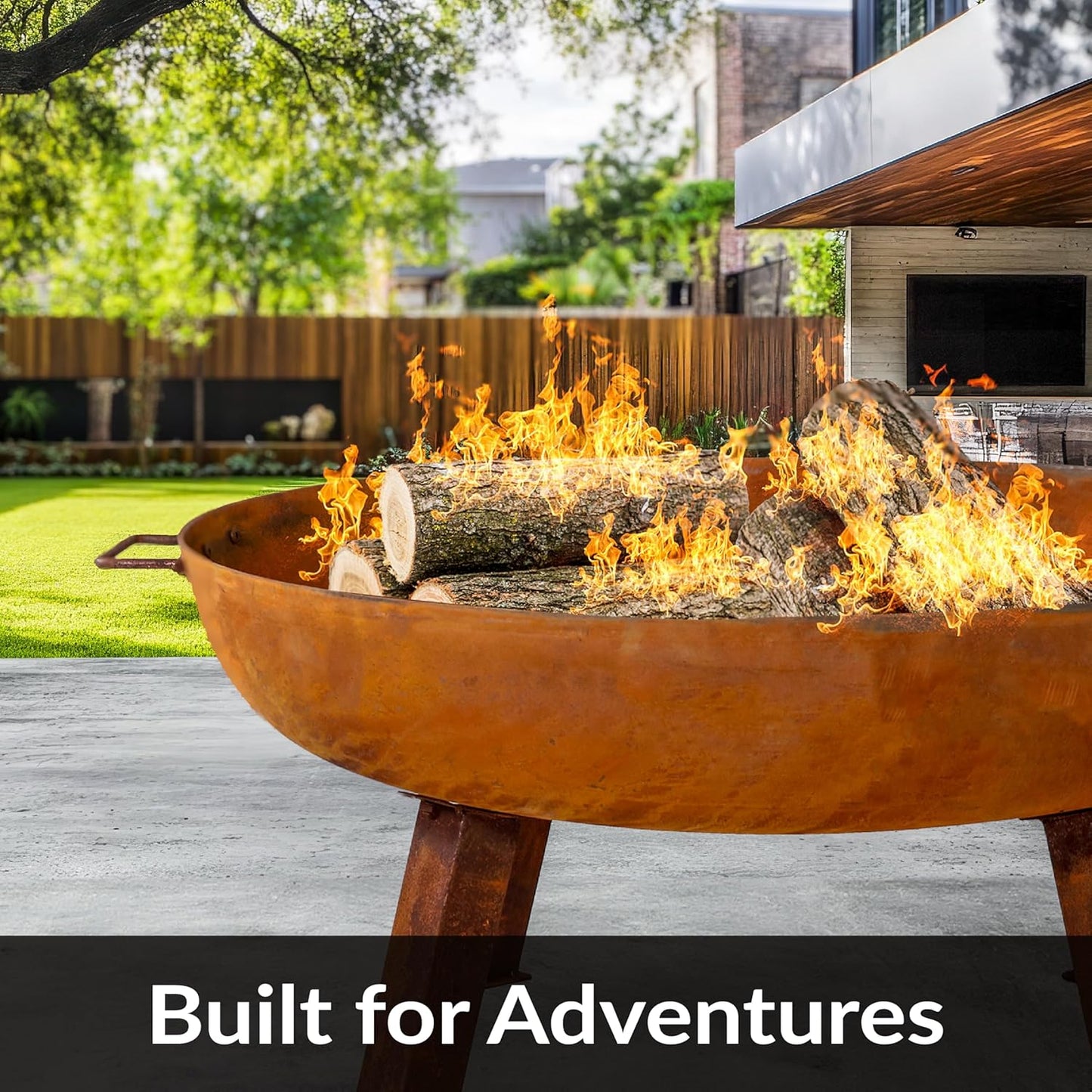 Sunnydaze 34-Inch Cast Iron Heavy-Duty Fire Pit for Outside - Wood-Burning Outdoor Fire Pit Bowl with Handles - Oxidized Finish