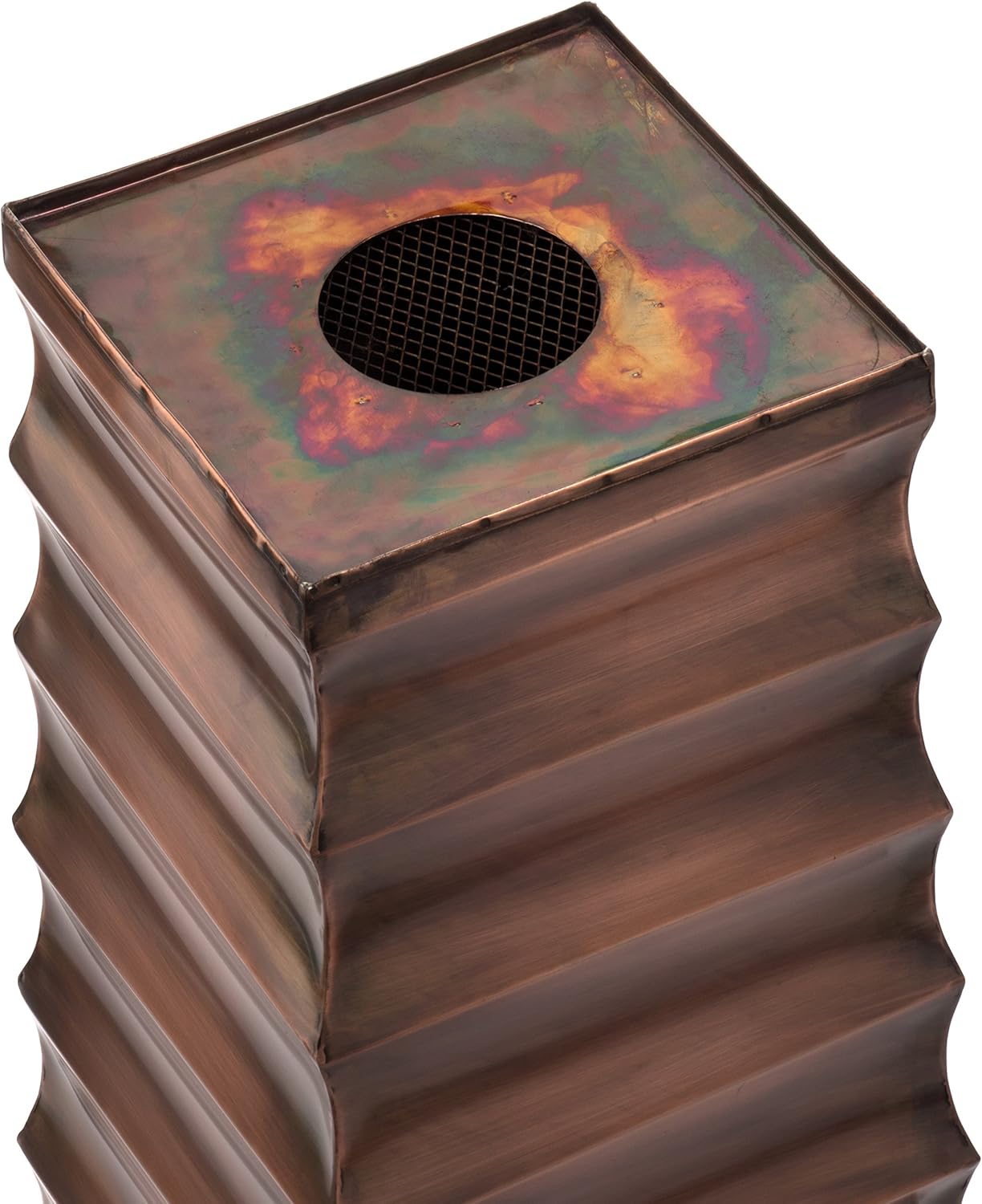 H Potter Copper Ribbed Planter Large for Outdoor Indoor Plants Small Spaces Entryway Patio Porch Tall Metal Planter Decor Vase with Drainage Drip Tray