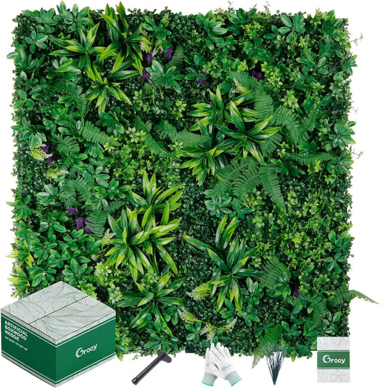 Artificial Boxwood Panels, Grass Wall Panels 20"x20"(16pcs), Privacy Hedge Fence Screen with UV Protection, Fake Greenery Backdrop for Indoor Wedding and Outdoor Garden Backyard