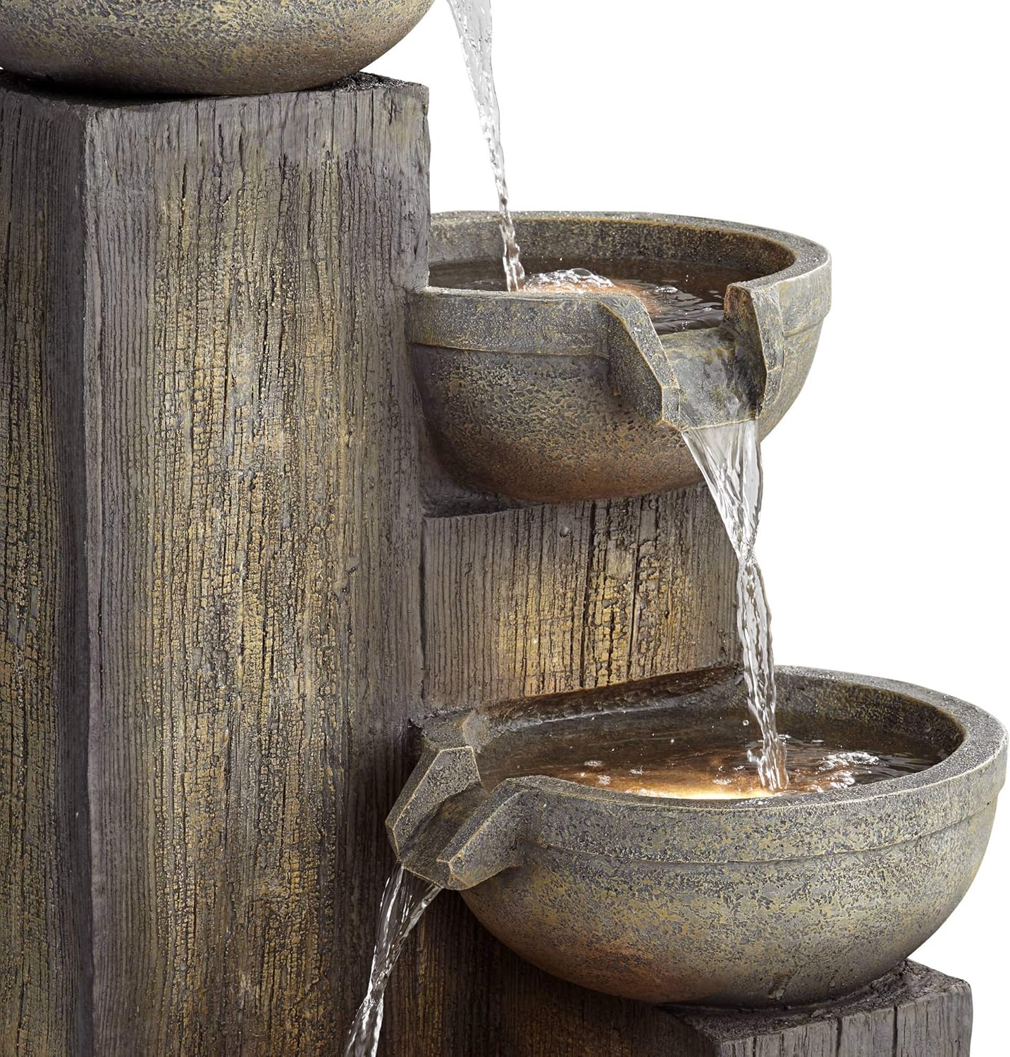 Four Tier 40 1/2" High Large Rustic Indoor Outdoor Decor Faux Stone Floor Fountain with Light LED Waterfall Cascading Standing Water Feature for Outside Garden Patio Yard Backyard - John Timberland