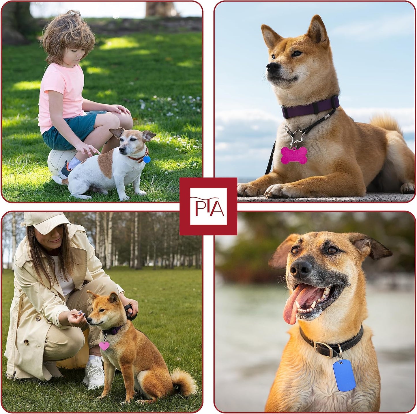 [Press TX Art] 40 Pcs Round(Circle), Bone, Rectangle, Heart Anodized Aluminum Stamping Blanks Tags 10 Mixed Colors Metal Engraving ID Name Tags with Rings (4 Types of Shapes in 10 Colors)