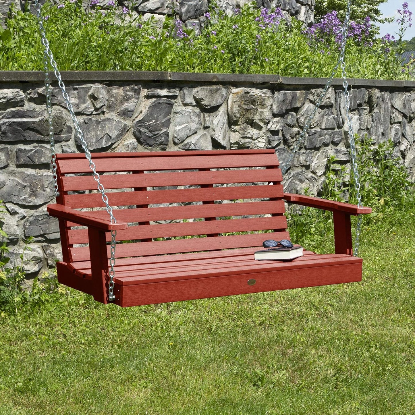 highwood Weatherly Porch Swing, 4 Feet, Rustic Red
