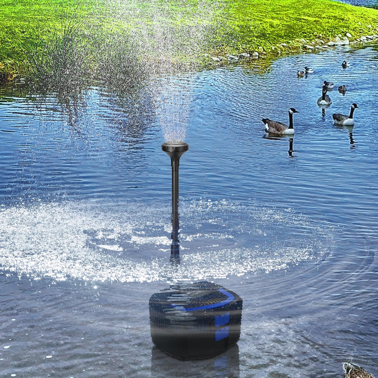 VIVOHOME 4-in-1 Pond Filter System Kits, 1370 GPH Water Pump with Filter, Fountain and 13W Light Combo for Ponds up to 2113 Gallons