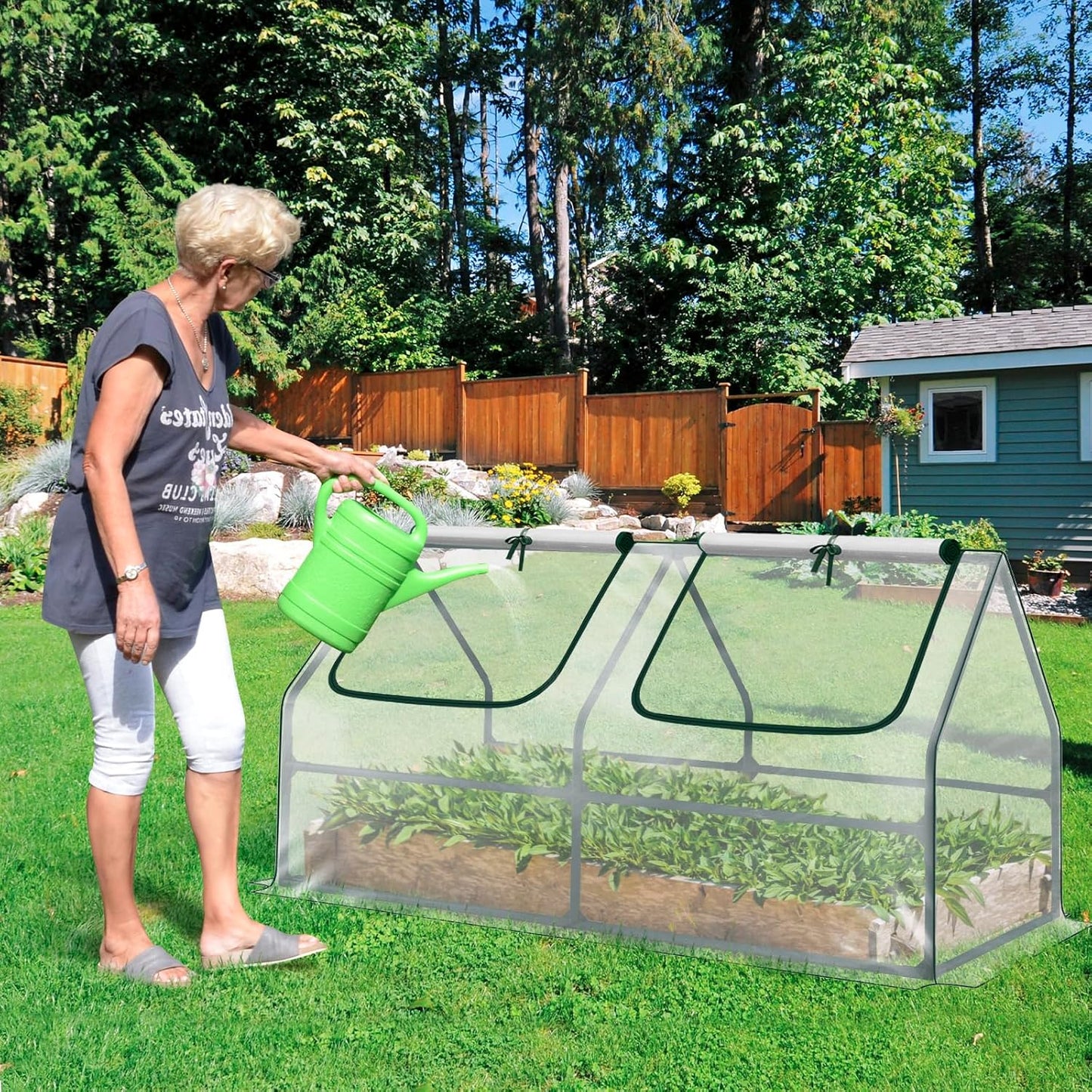 BPS 6x3x3 ft Mini Greenhouse with Transparent PVC Cover UV-Protected Roll-Up Zipper Windows, Ideal for Indoor or Outdoor Use on Raised Garden Beds