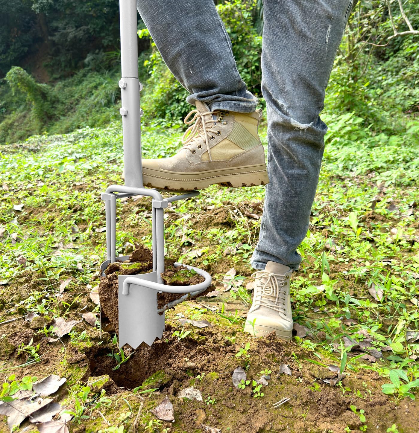 Updated Bulb Planter Long Handle for Digging, 5-in-1 Lawn and Garden Tool,sod Plugger Tool,Weeding,Soil Sampler, Transplanting,Sod Plugger Bulb Transplanting （Height Adjustable ）