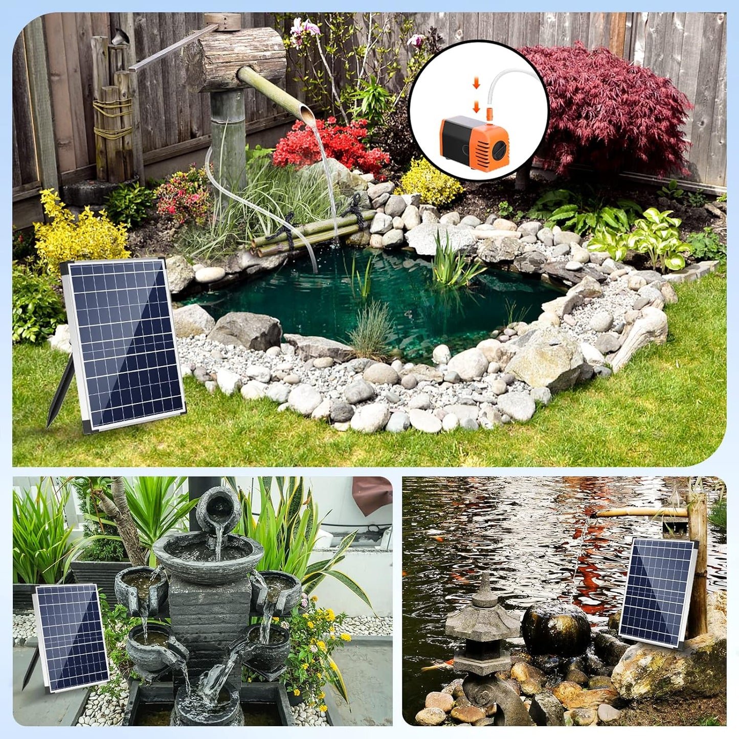 Antfraer 25W Solar Fountain Pump, Solar Pond Pump 410GPH+ Adjustable Flow, Solar Fountain with 6.6FT Tubing for Garden,Ponds,Fountains,Waterfalls