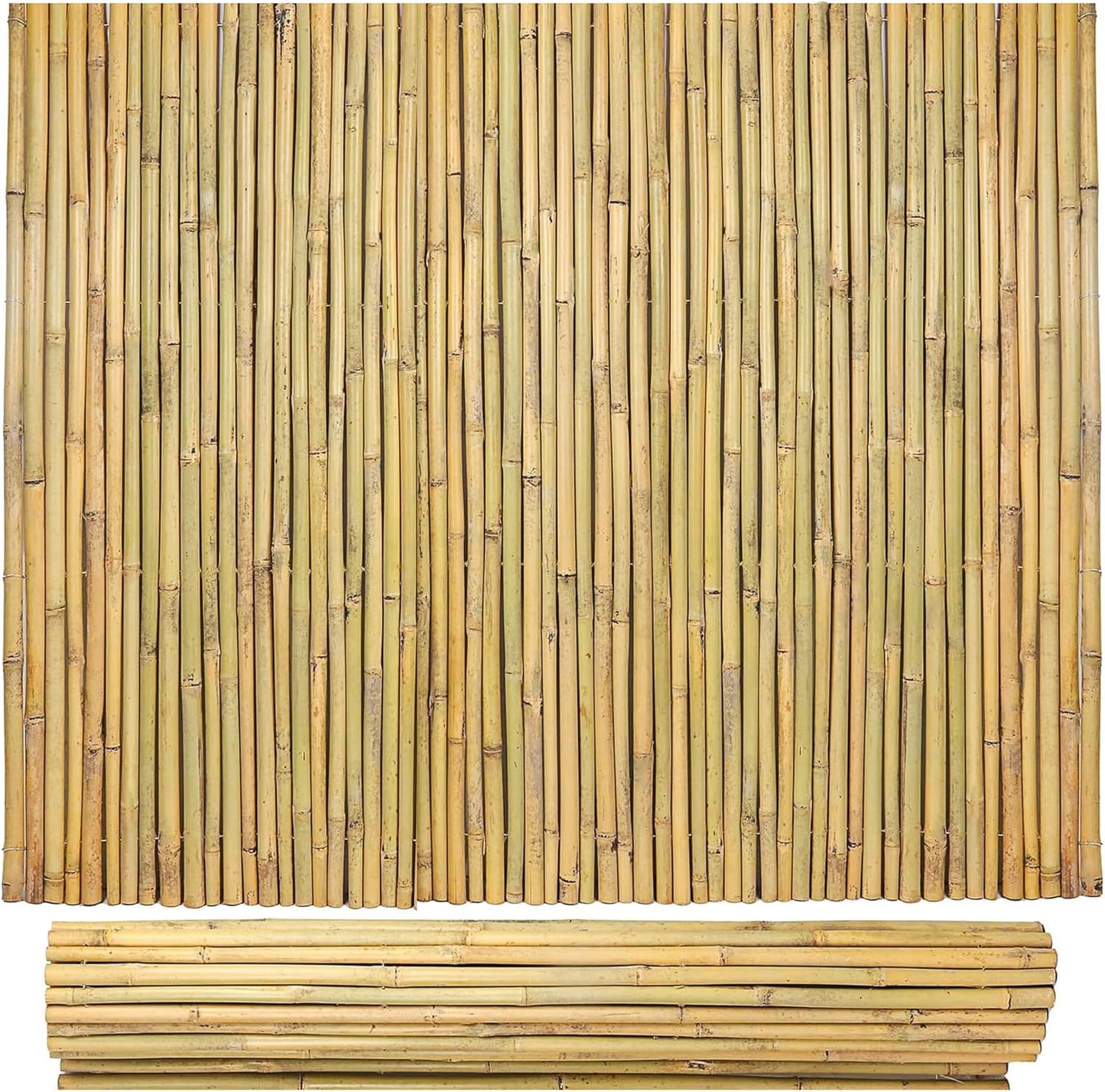 Bamboo Fence 4 ft H x 8 ft L x 0.75 in D, Natural Bamboo Privacy Screen 4 Feet High, Outdoor Or Indoor Divider Decorative Fence Rolls for Patio, Balcony, Garden and Border Pool