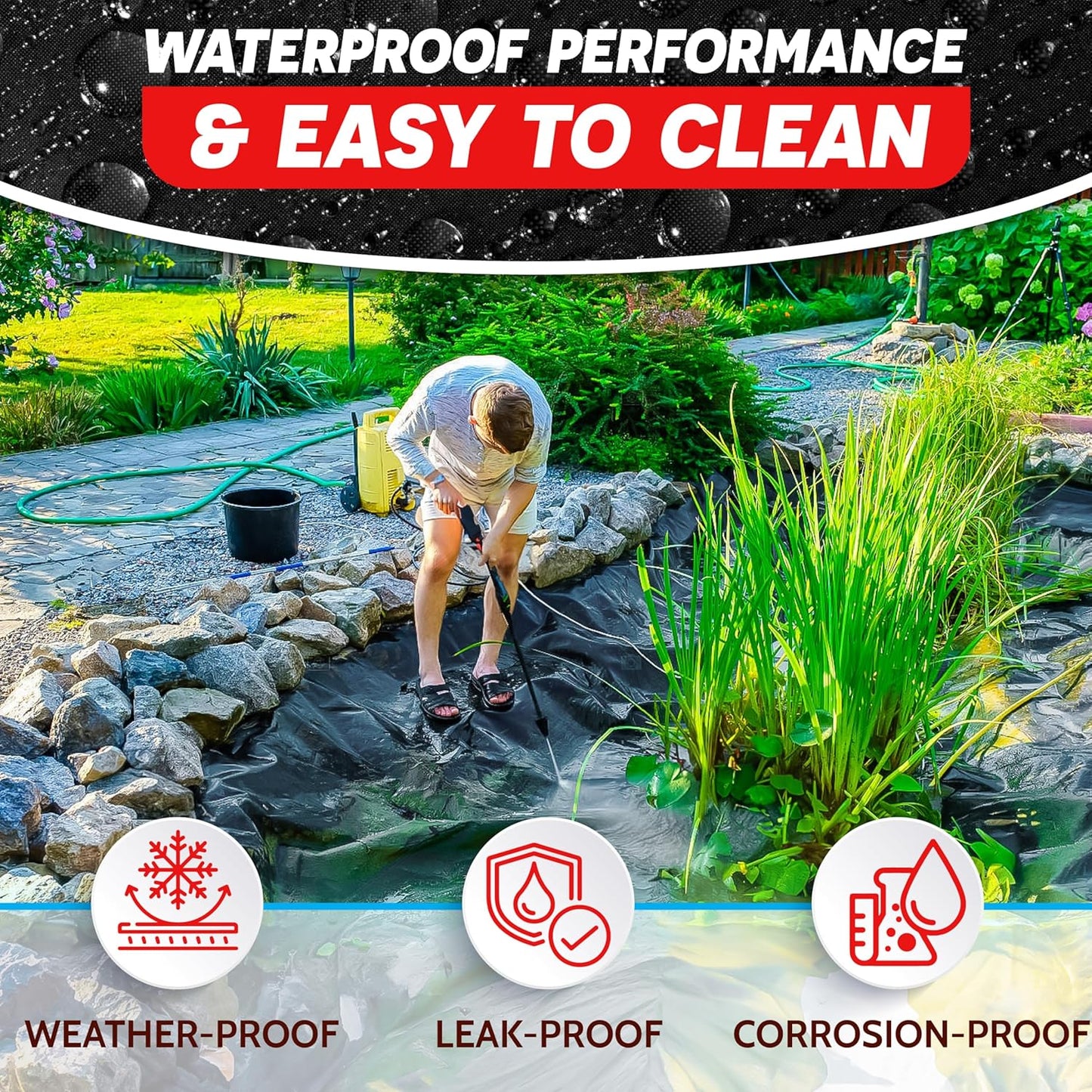 [Premium] 45 Mil LDPE Pond Liner with Seam Tape, 13.1 * 19.7FT Pond Lining for Fish Pond, Performed Garden Ponds, Large Pond Liner for Fishpond, Koi Pond, Waterfall, Streams